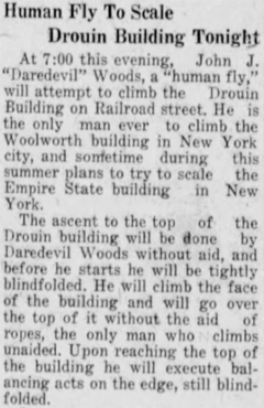 The Human Fly, Caledonian-Record 7/19/1932